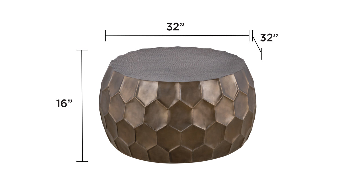 CT101 Modern Contemporary Round Aluminum material 32" Coffee Table, Farmhouse Table with Glossy Diamond-Patterned Base Gold  same as B009P295926 (CA inventory)