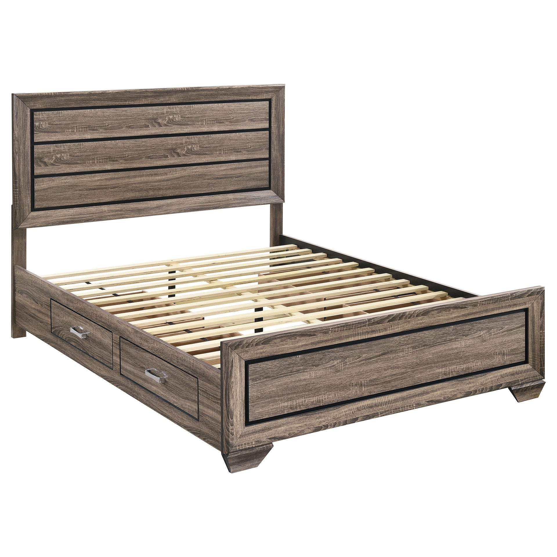 Washed Taupe Queen Storage Bed