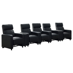 Warren Black Upholstered 5-seater Home Theater with 2 Wedge Consoles