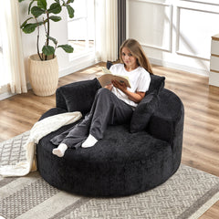 55'L Chenille Sponge single sofa,No Assembly Required,Fluffy Modern Sleeper Chair for Living room, Bedroom, Lounge and Projection Room(Not a swivel chair.)