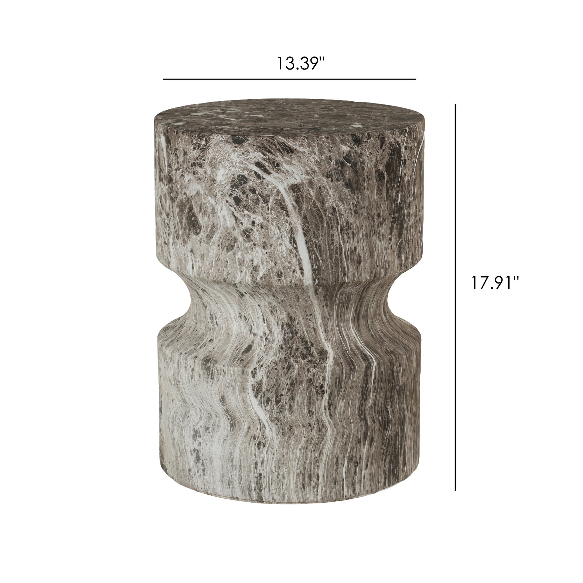 Cement Outdoor End Tables for Patio, GardenAccent Table Faux Terrazzo Accent Table, Modern Small Round Side Tablefor Outside, Tree Stump Garden Stool DrumTable indoor and Outdoor