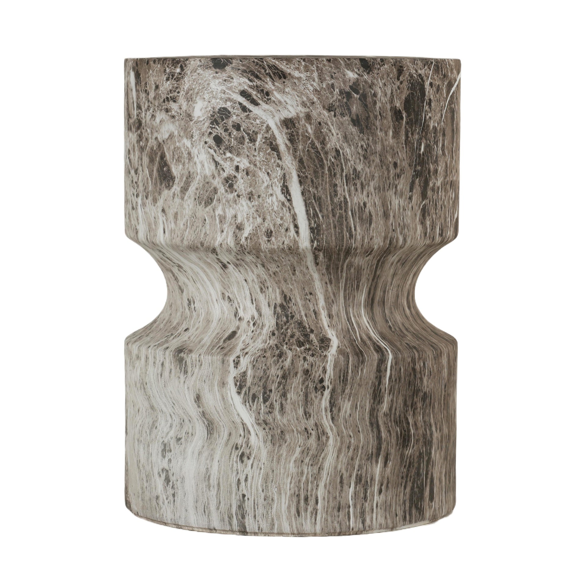 Cement Outdoor End Tables for Patio, GardenAccent Table Faux Terrazzo Accent Table, Modern Small Round Side Tablefor Outside, Tree Stump Garden Stool DrumTable indoor and Outdoor
