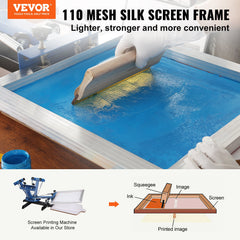 Screen Printing Kit, 4 Pieces Aluminum Silk Screen Printing Frames, 20x20inch Silk Screen Printing Frame with 110 Count Mesh, High Tension Nylon Mesh and Sealing Tape for T-shirts DIY Printing