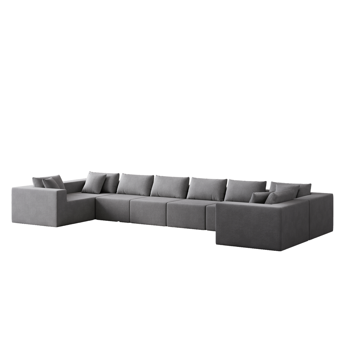 188-Inch Corduroy  Modular L Shaped Sectional Sofa,Luxury Floor Couch Set,Upholstered Indoor Furniture,Foam-Filled Compressed Sofa for Living Room,Bedroom,8 PC Free Combination