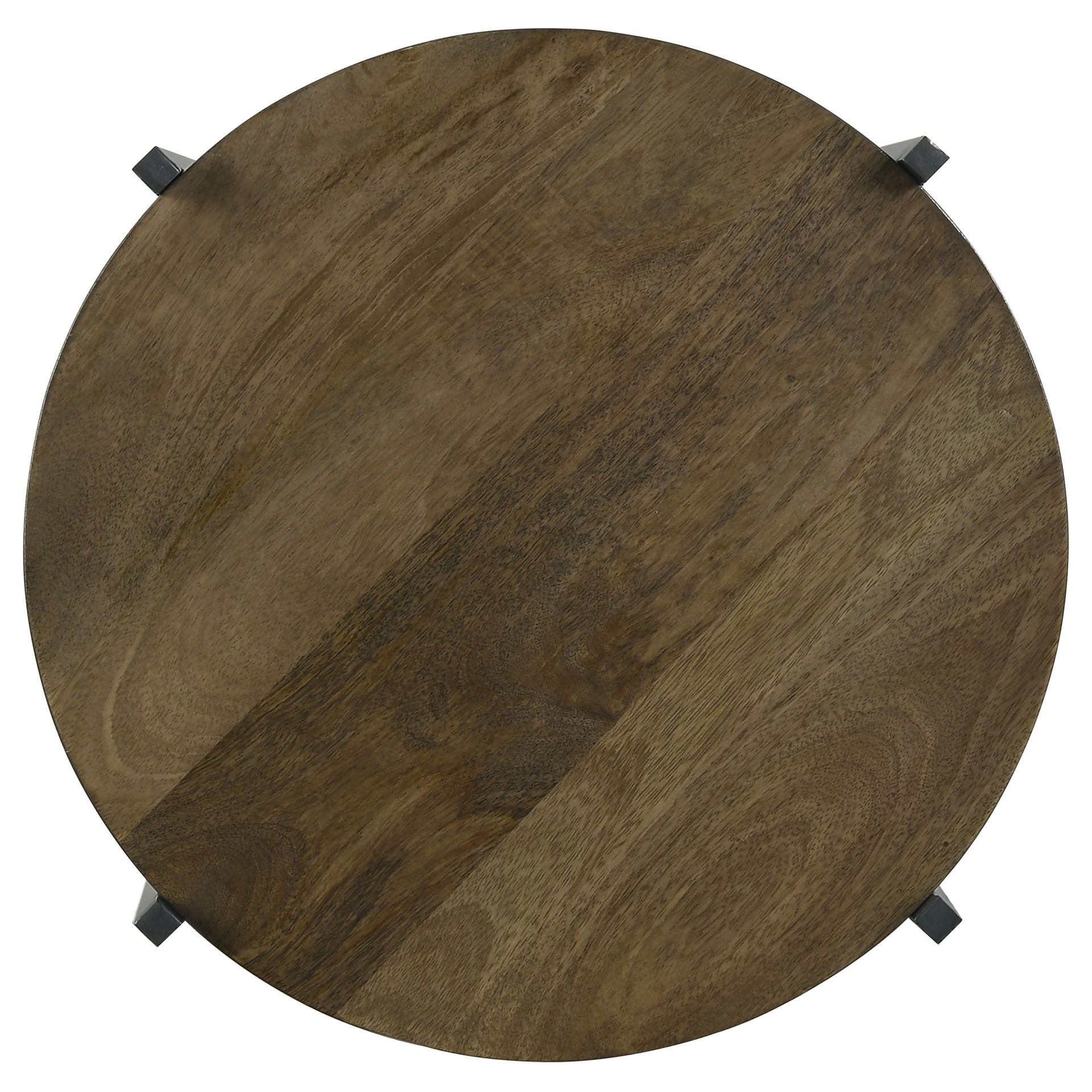 Natural and Gunmetal Accent Table with Bottom Shelf