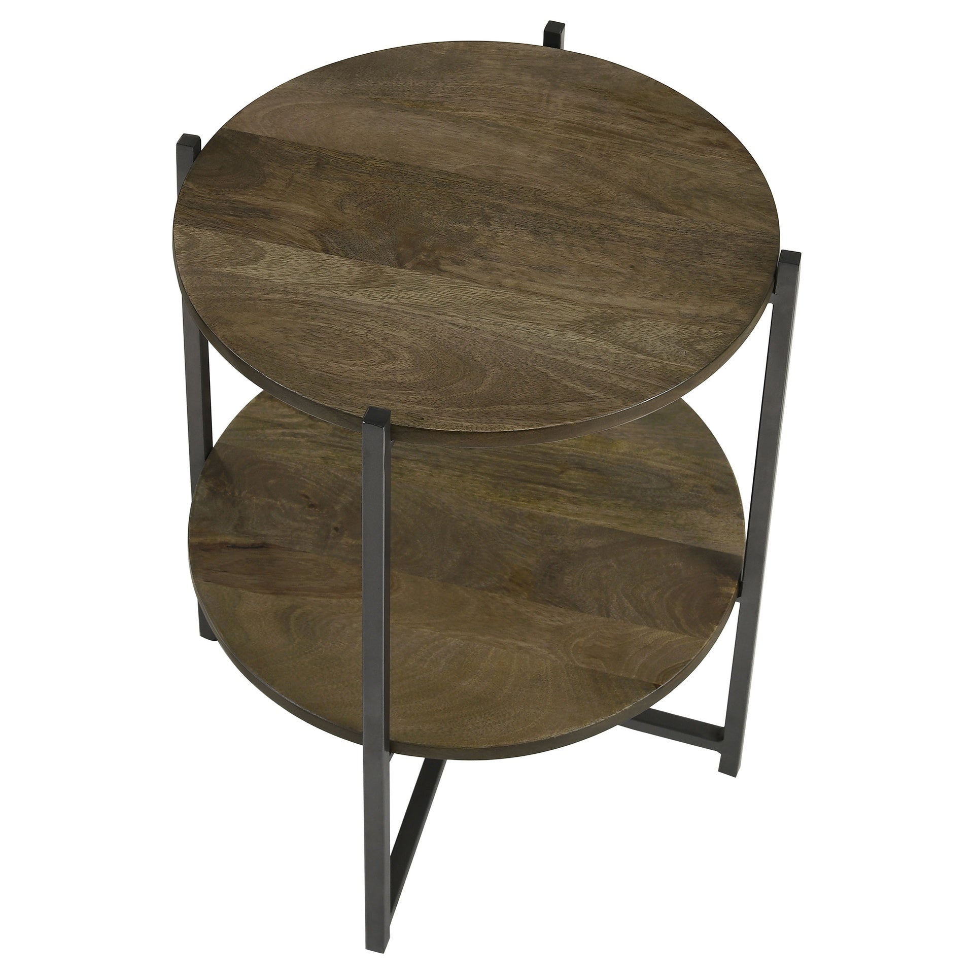 Natural and Gunmetal Accent Table with Bottom Shelf