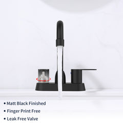 2 Handles Bathroom Sink Faucet, Matte Black Centerset RV Bathroom Faucets for 3 Hole