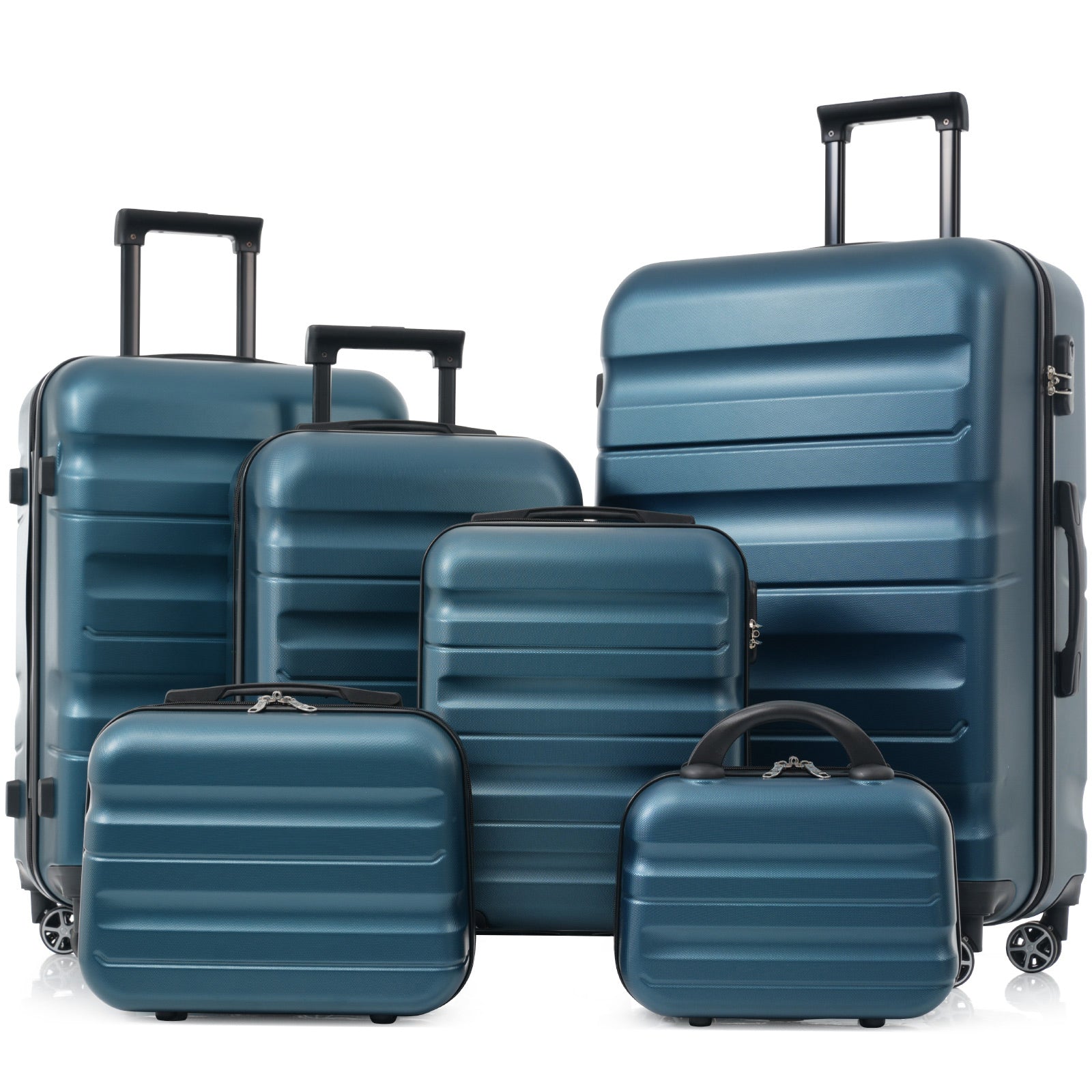 6-Piece ABS Hardshell Luggage Set - Lightweight & Durable Suitcases with Dual Spinner Wheels, Carry-On & Check-In Sizes for Travel & Business