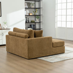 56.3" Wide Extra-Large Sofa Bed, Chenille Linen Fabric, Sturdy Metal Legs, Strong Load-Bearing Capacity, Suitable For Living Rooms, Bedrooms, And Apartments.Brown