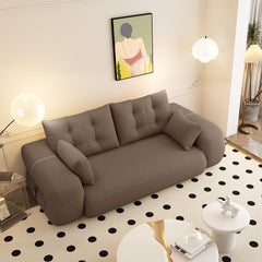 Human Dog Bed, Lazy Sofa Couch, 78.7" Multi-Functional Foldable Sofa Bed, 3-in-1 Teddy Fabric Foam-Filled Sleeper Sofa Bed for Living Room,Guest Bed,Playroom,Brown
