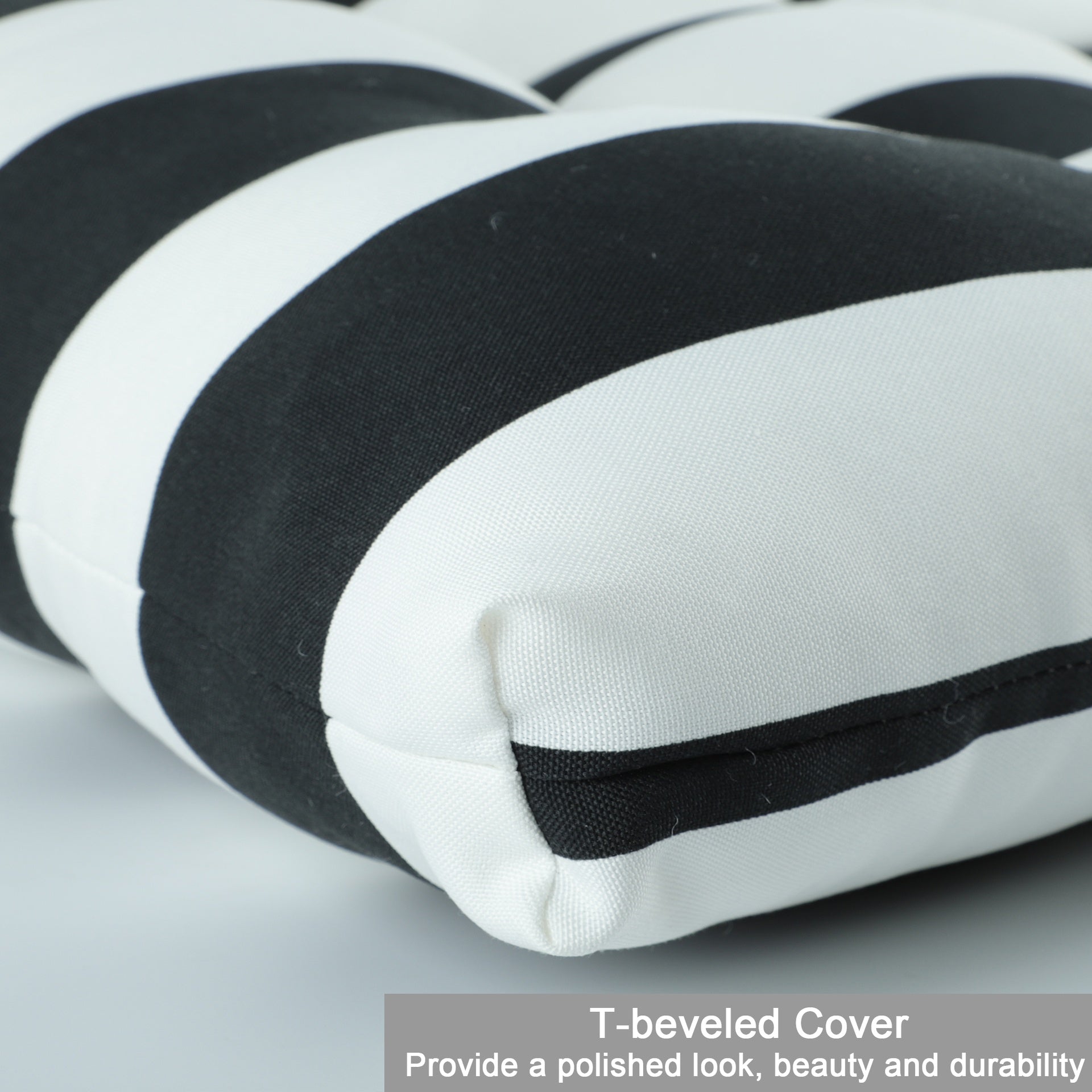 2 Pcs Set High Back Patio Chair Cushions, Tufted Rocking Chair Cushions, Adirondack Cushions for Garden Porch Home Office Chair Use,44'' x 22''x 4'', 2 Pack-Black/White