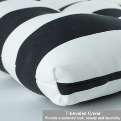 2 Pcs Set High Back Patio Chair Cushions, Tufted Rocking Chair Cushions, Adirondack Cushions for Garden Porch Home Office Chair Use,44'' x 22''x 4'', 2 Pack-Black/White