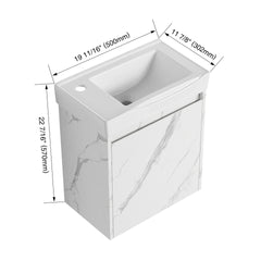 20" Wall-Mounted Bathroom Vanity with Ceramic Sink, Storage Cabinet with Doors,Bathroom Cabinet Set