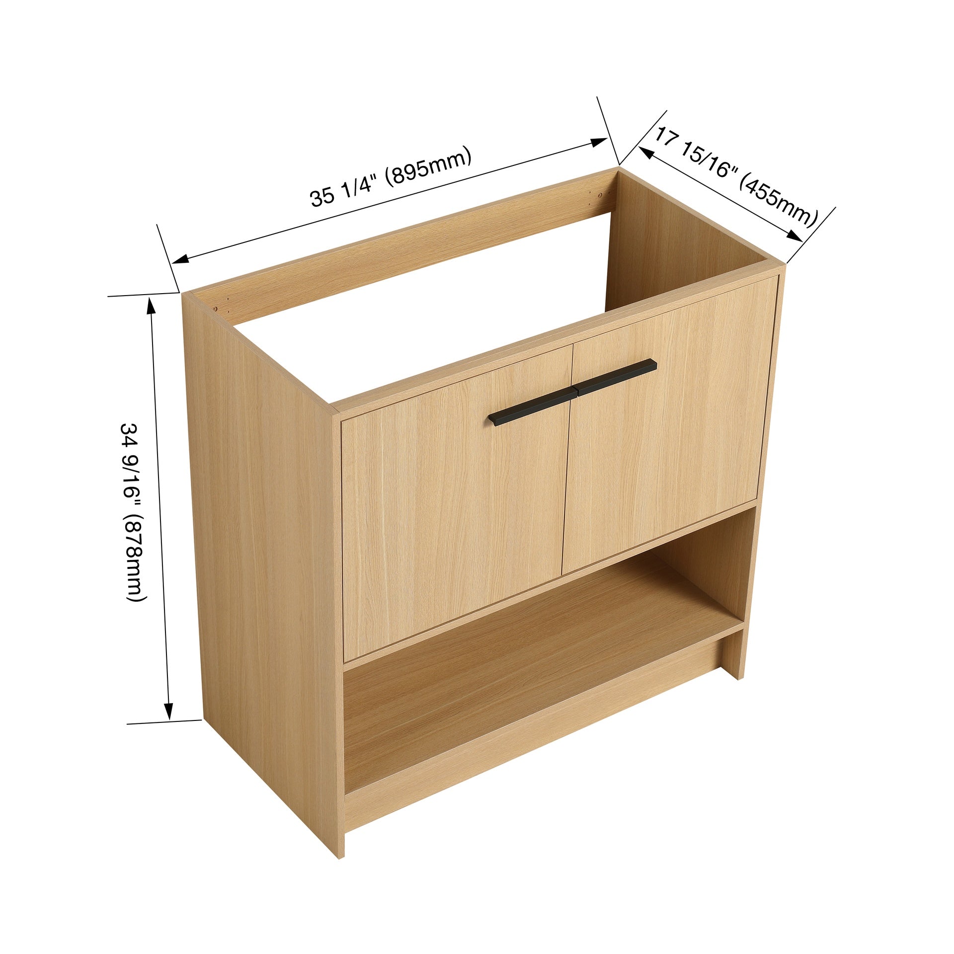 36" Bathroom Vanity, 2 Doors, Freestanding Bathroom Cabinet Vanity, Plywood (Excluding Sink)