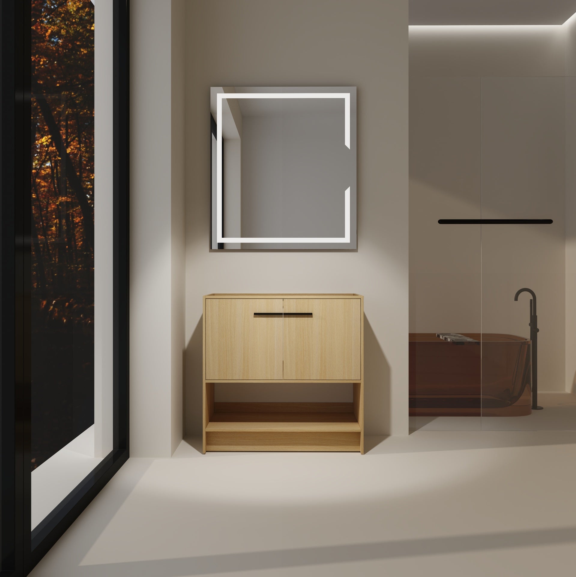 36" Bathroom Vanity, 2 Doors, Freestanding Bathroom Cabinet Vanity, Plywood (Excluding Sink)