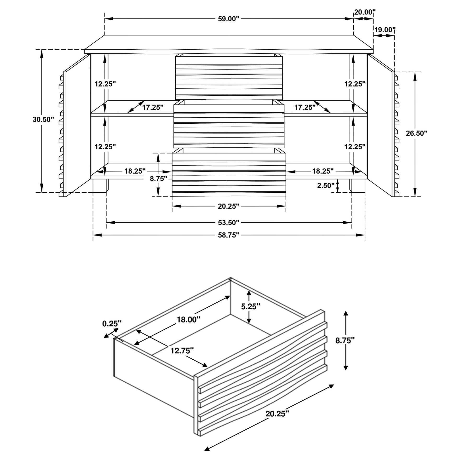 Monette Black 3-drawer Server