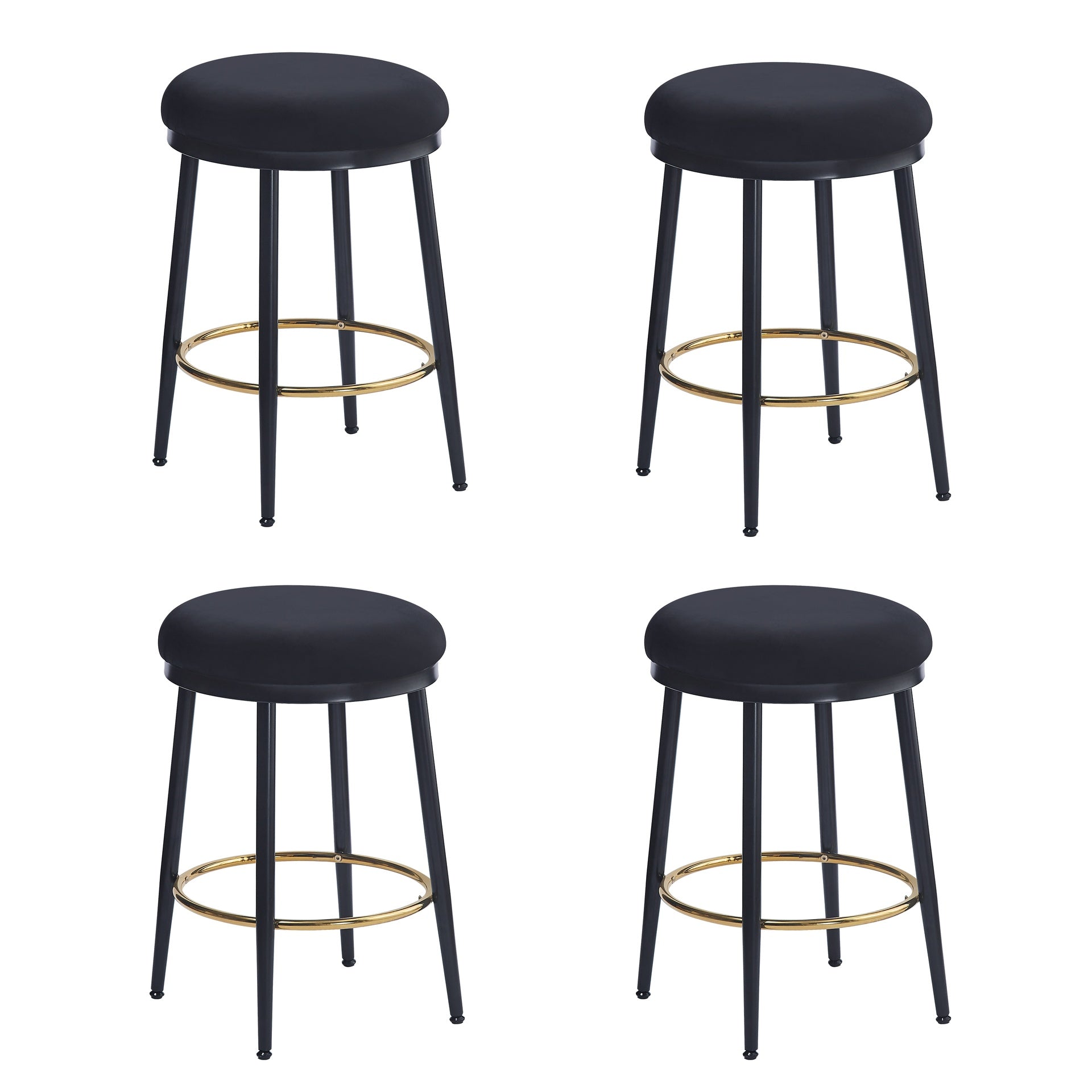 24.75'' Modern Counter Stools Set of 4,Black Counter Stools with iron Frame,Sponge cushion,Footrest,suitable for Kitchen/Bedroom/Dining Room.