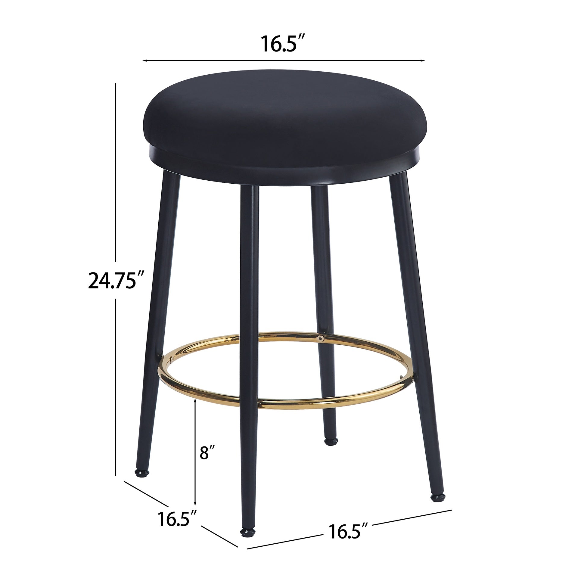 24.75'' Modern Counter Stools Set of 4,Black Counter Stools with iron Frame,Sponge cushion,Footrest,suitable for Kitchen/Bedroom/Dining Room.