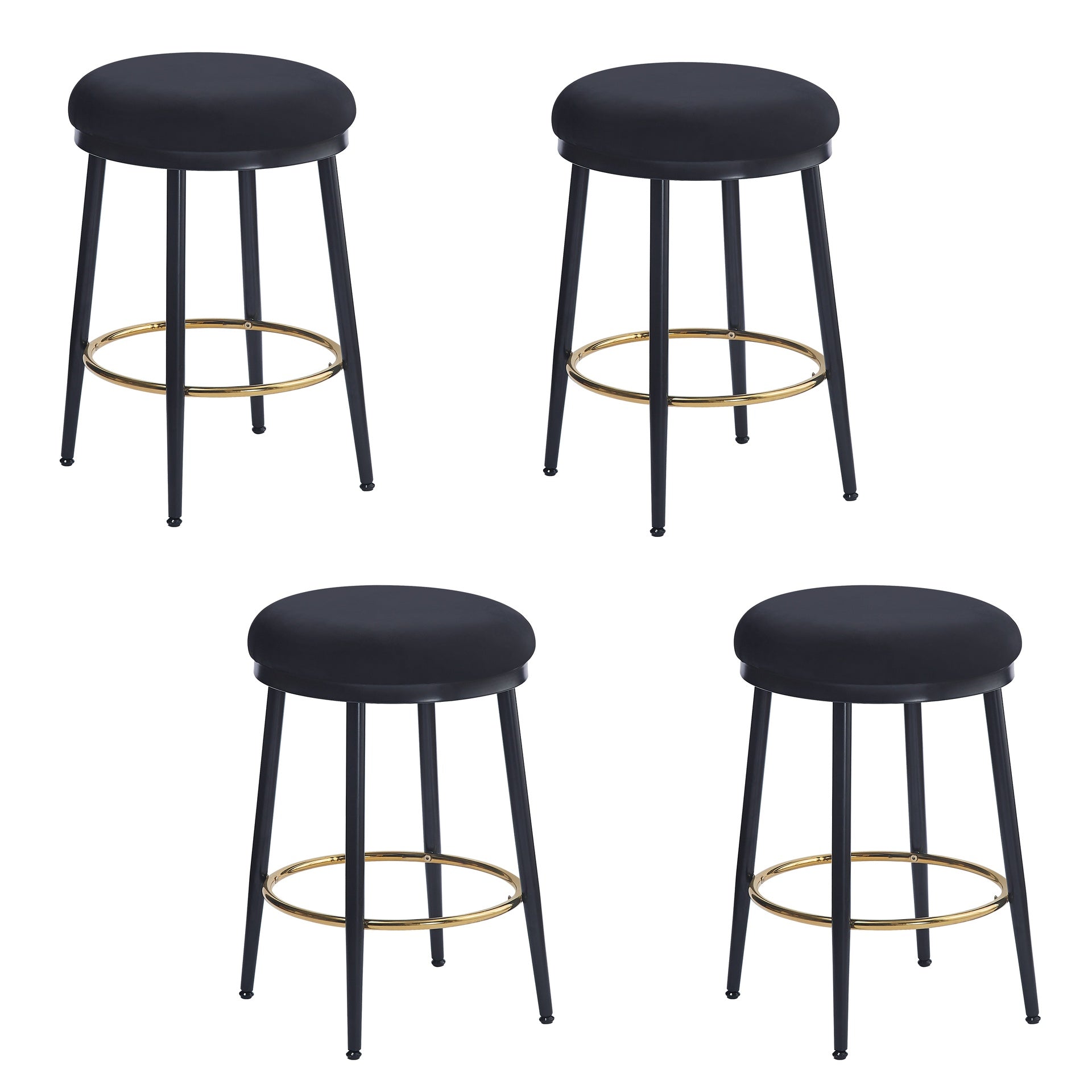 24.75'' Modern Counter Stools Set of 4,Black Counter Stools with iron Frame,Sponge cushion,Footrest,suitable for Kitchen/Bedroom/Dining Room.