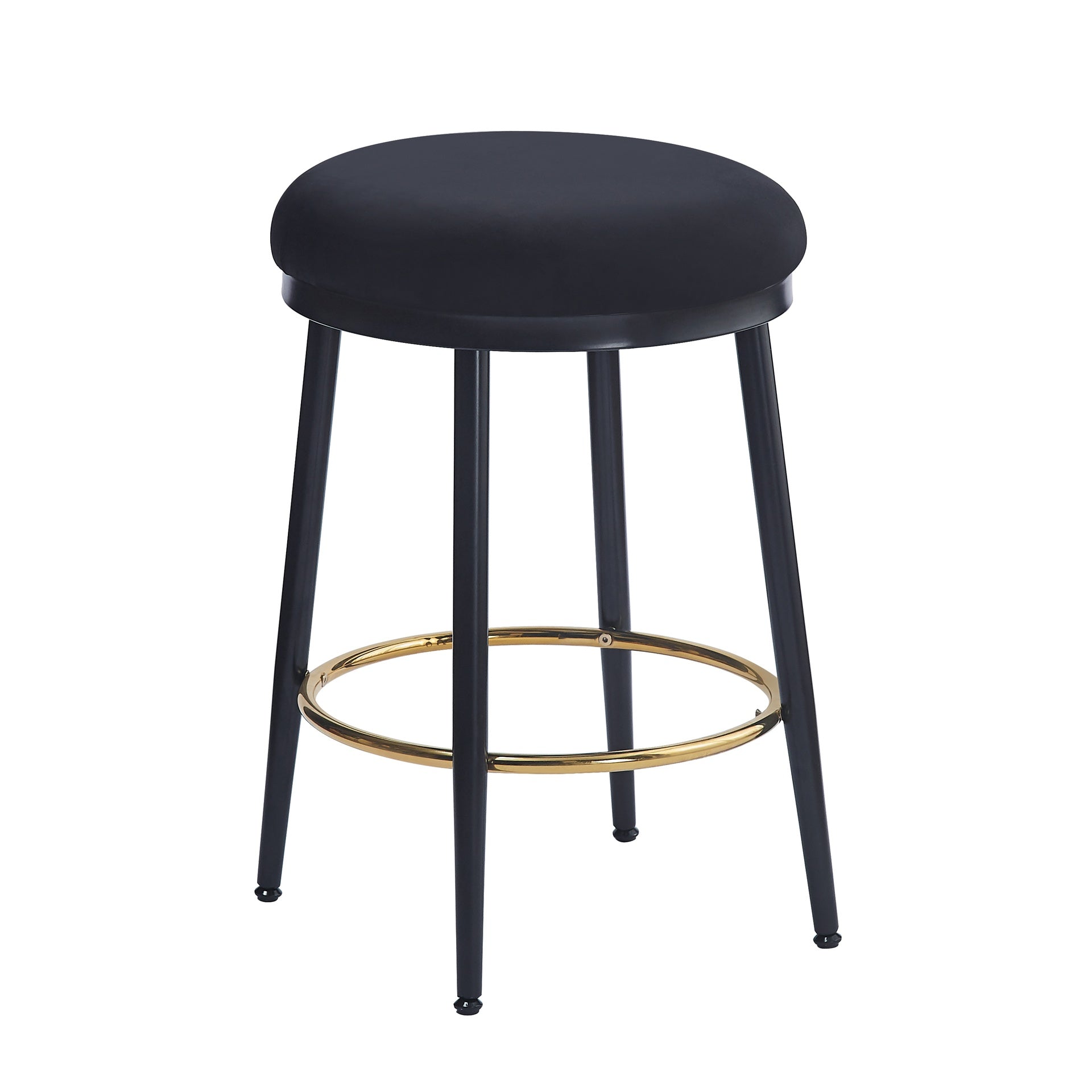 24.75'' Modern Counter Stools Set of 4,Black Counter Stools with iron Frame,Sponge cushion,Footrest,suitable for Kitchen/Bedroom/Dining Room.