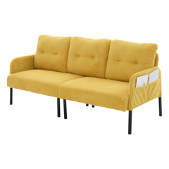 UNITED WE WIN Oversized Loveseat, Modern & Plush Double-seater Sofa, Corduroy Upholstered Couch, Cozy Bedroom Sofa with Metal Legs & Side Pockets, Ideal for Living Room, Bedroom, Dorm, Apartment
