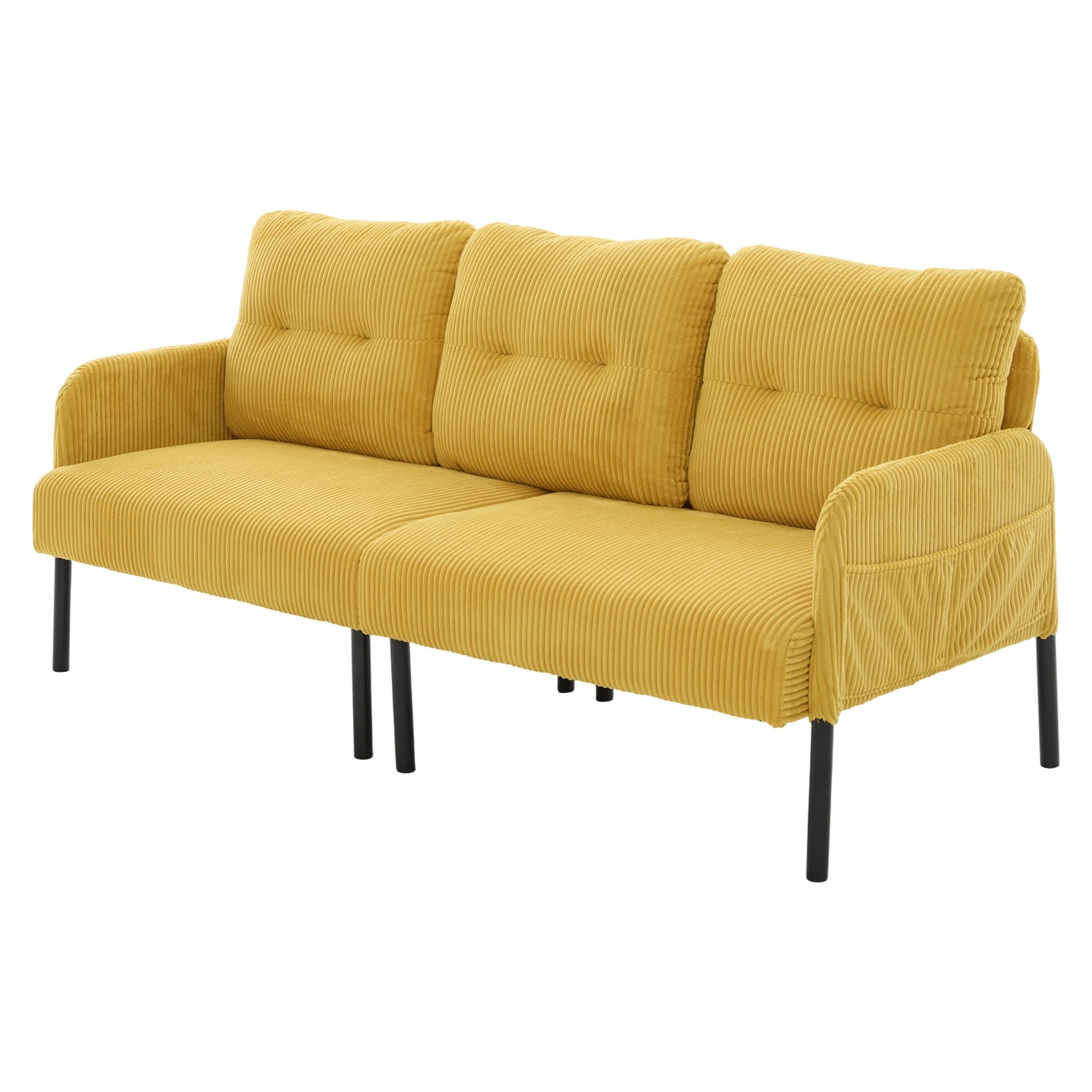 UNITED WE WIN Oversized Loveseat, Modern & Plush Double-seater Sofa, Corduroy Upholstered Couch, Cozy Bedroom Sofa with Metal Legs & Side Pockets, Ideal for Living Room, Bedroom, Dorm, Apartment