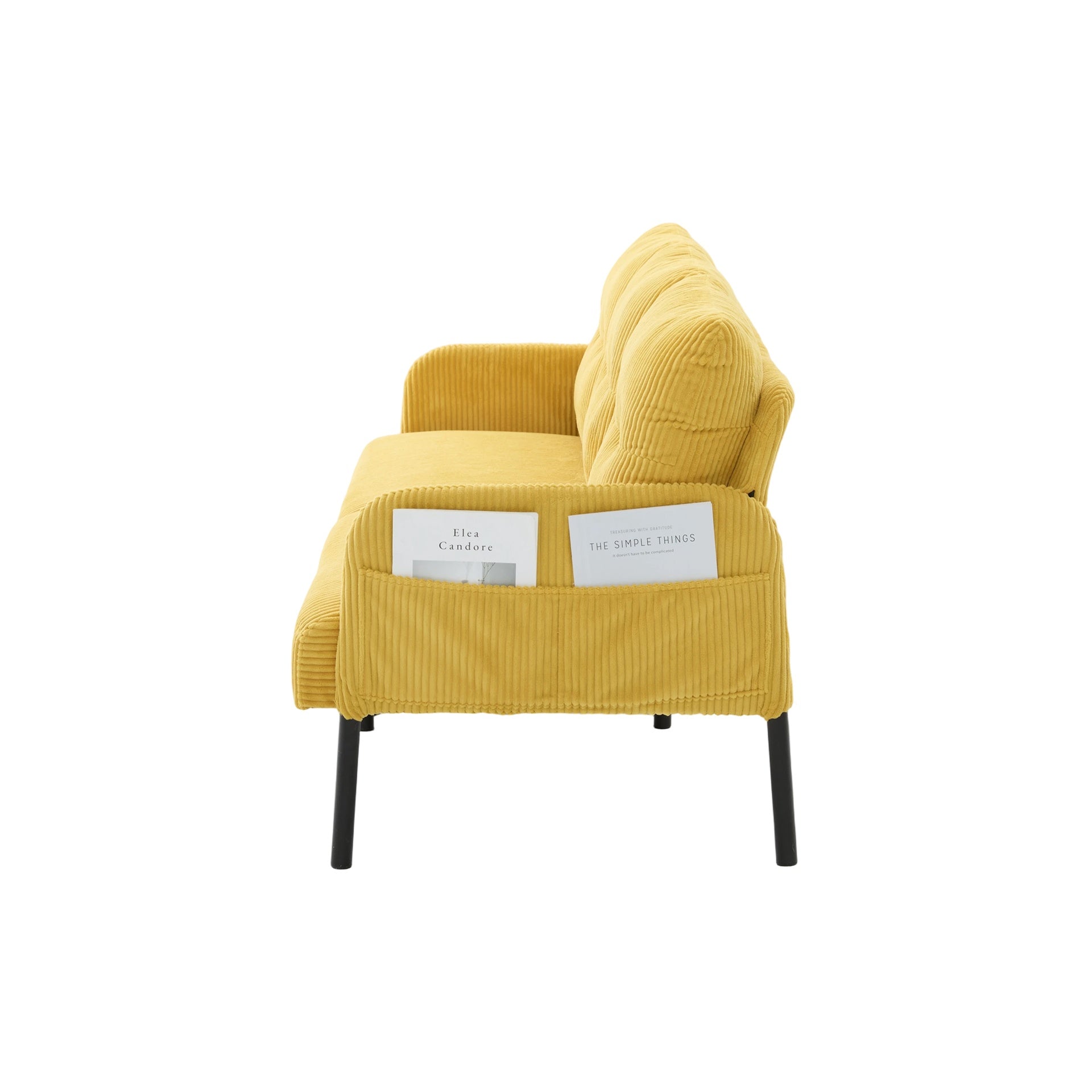 UNITED WE WIN Oversized Loveseat, Modern & Plush Double-seater Sofa, Corduroy Upholstered Couch, Cozy Bedroom Sofa with Metal Legs & Side Pockets, Ideal for Living Room, Bedroom, Dorm, Apartment