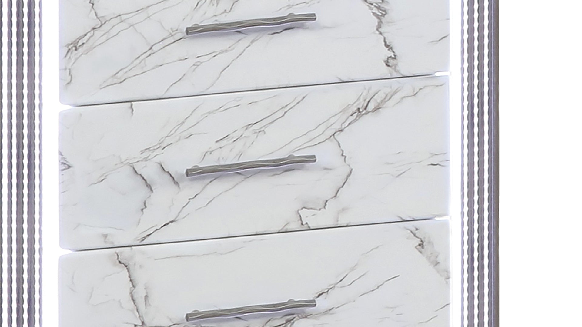 Desire Chest – Marble-Patterned Drawers with LED Side Panels and Metallic Trim for Spacious, Stylish Bedroom Organization  Same as B009P309339 (CA inventory)
