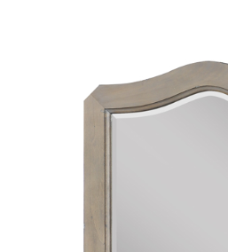 Scallop Shaped Mirror, No Assembly Required, White Poplar Finish