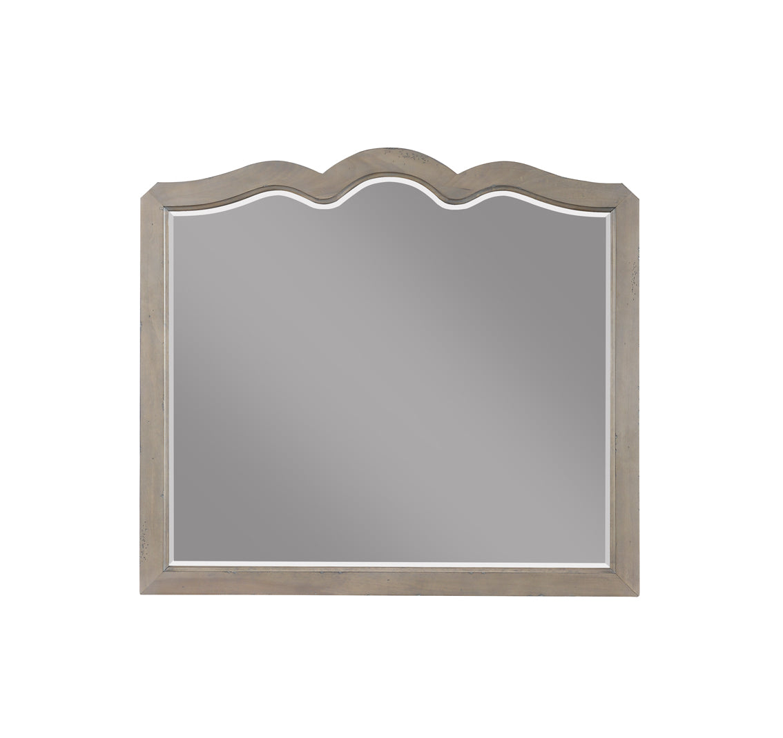 Scallop Shaped Mirror, No Assembly Required, White Poplar Finish