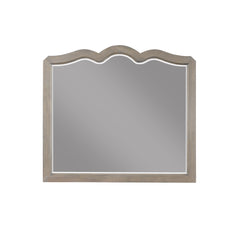 Scallop Shaped Mirror, No Assembly Required, White Poplar Finish