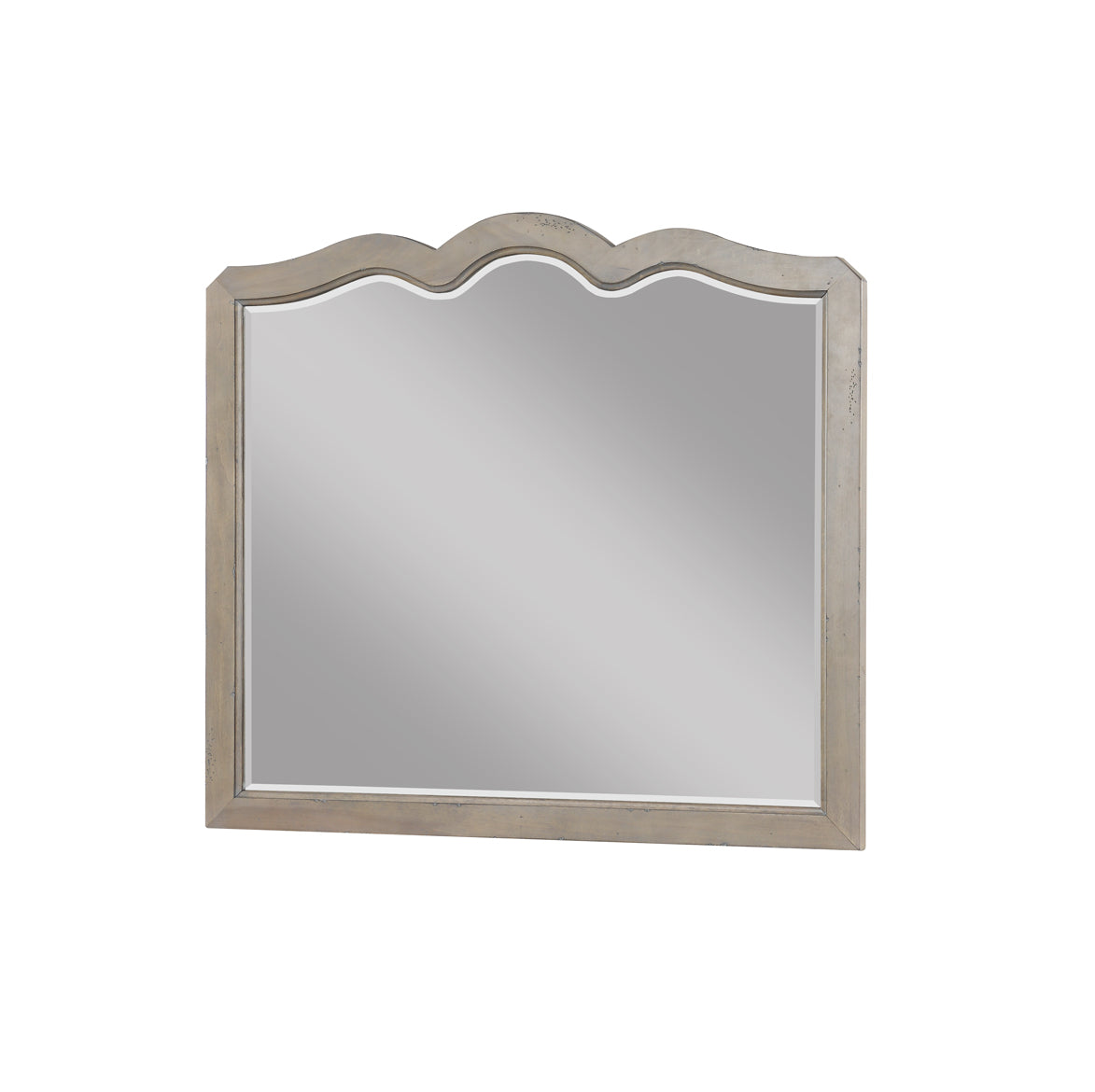 Scallop Shaped Mirror, No Assembly Required, White Poplar Finish