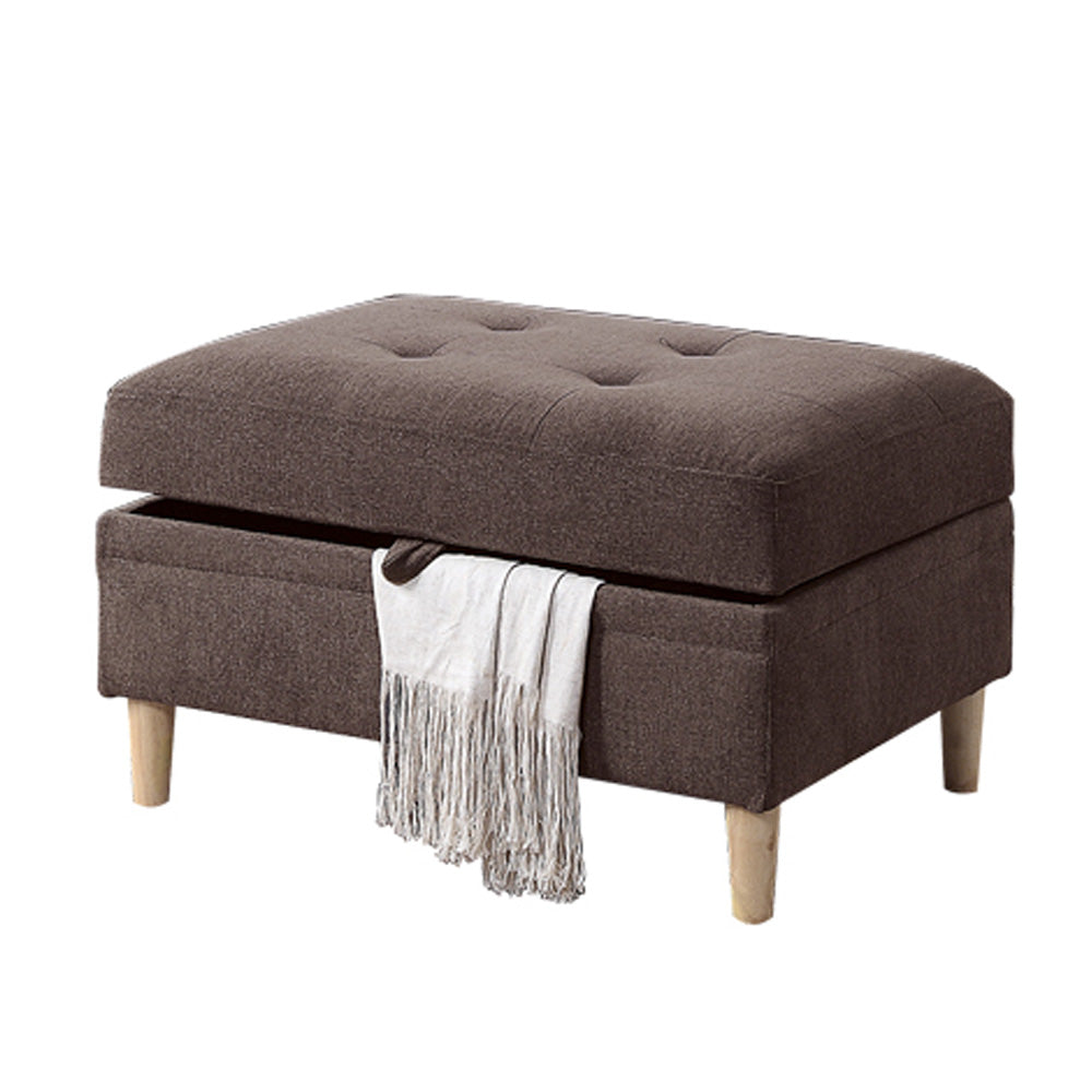 3 Piece Sectional Set with Ottoman Upholstered in Chenille Color Chocolate
