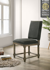 Ettore Set of 2 Gray Fabric 19"W Dining Chair with Nailhead Trim