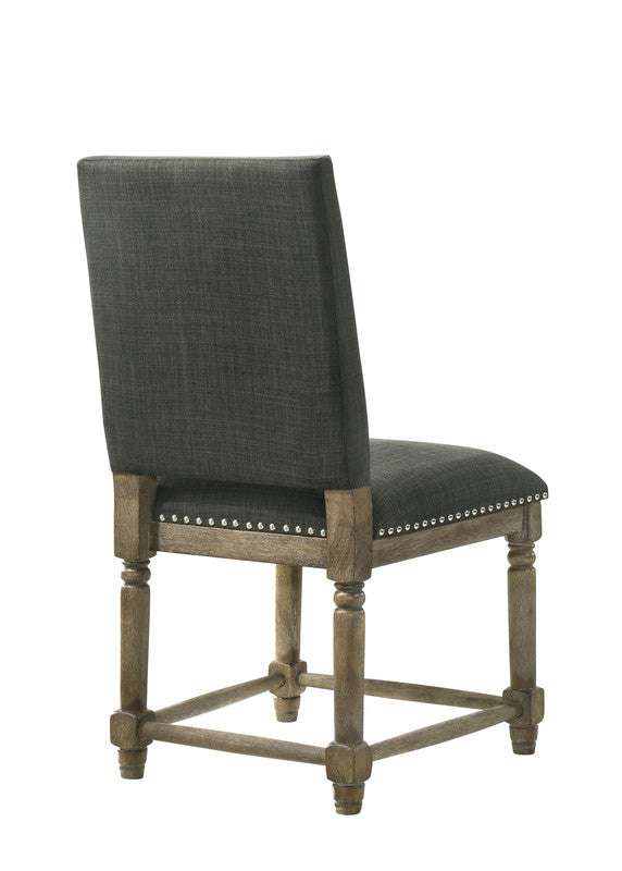 Ettore Set of 2 Gray Fabric 19"W Dining Chair with Nailhead Trim