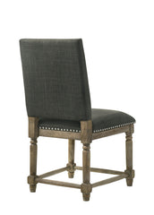 Ettore Set of 2 Gray Fabric 19"W Dining Chair with Nailhead Trim
