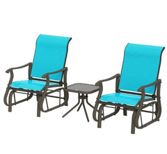 Gliding Chair Set,with Steel Frame, Tempered Glass Top Table for Outdoor
