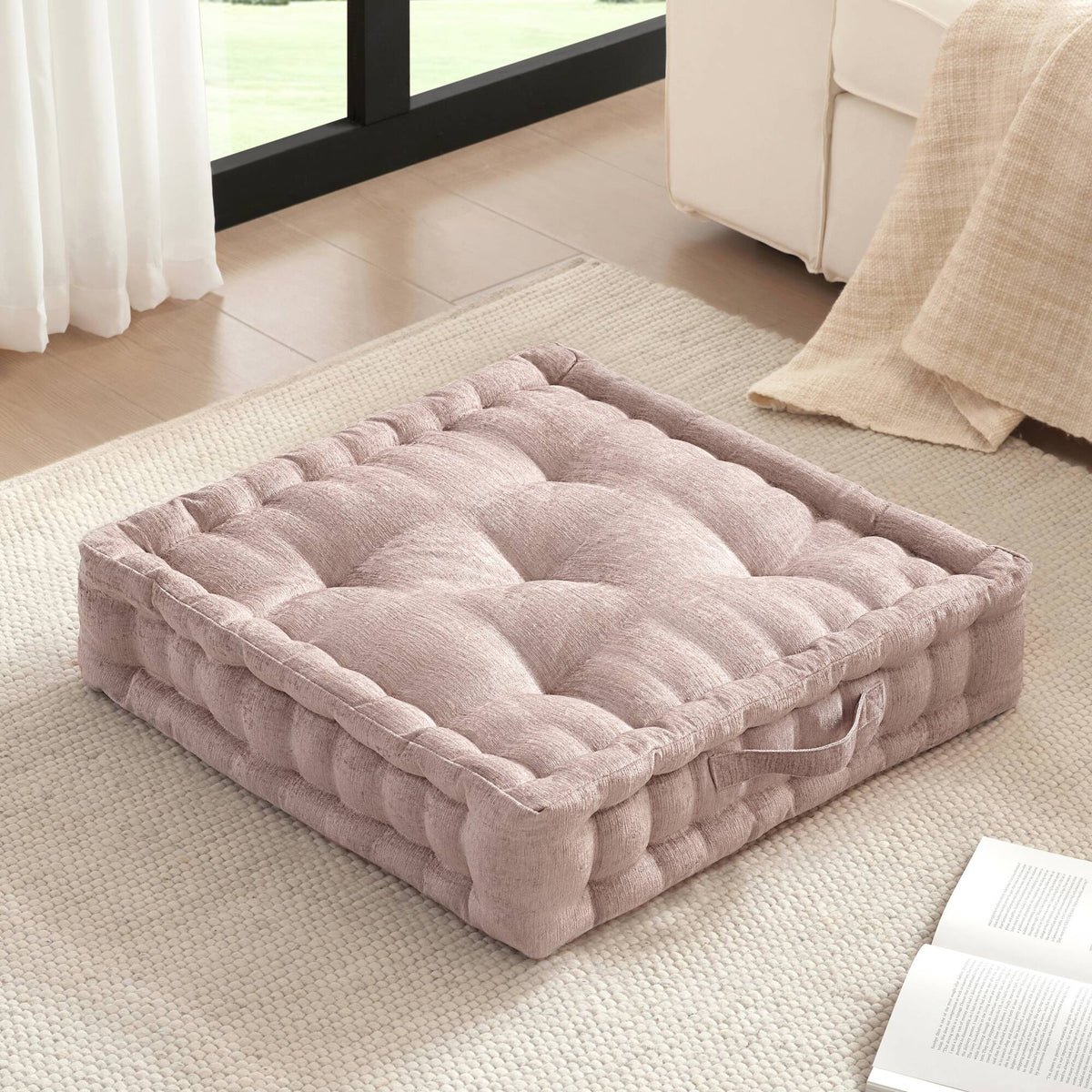 Poly Chenille Square Floor Pillow Cushion-24x24"