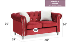 Stylish Burgundy Loveseat For Modern Living