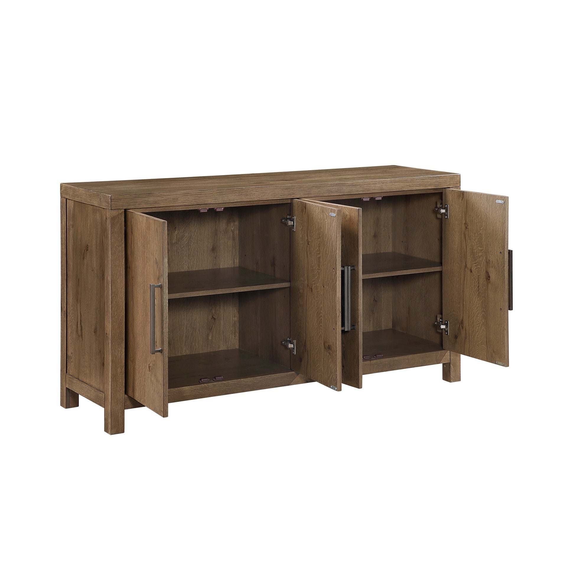Rustic Modern Design Storage Cabinet Server 1pc Brown Finish Sideboard Adjustable Shelf Sturdy Frame Modern Farmhouse Wooden Furniture