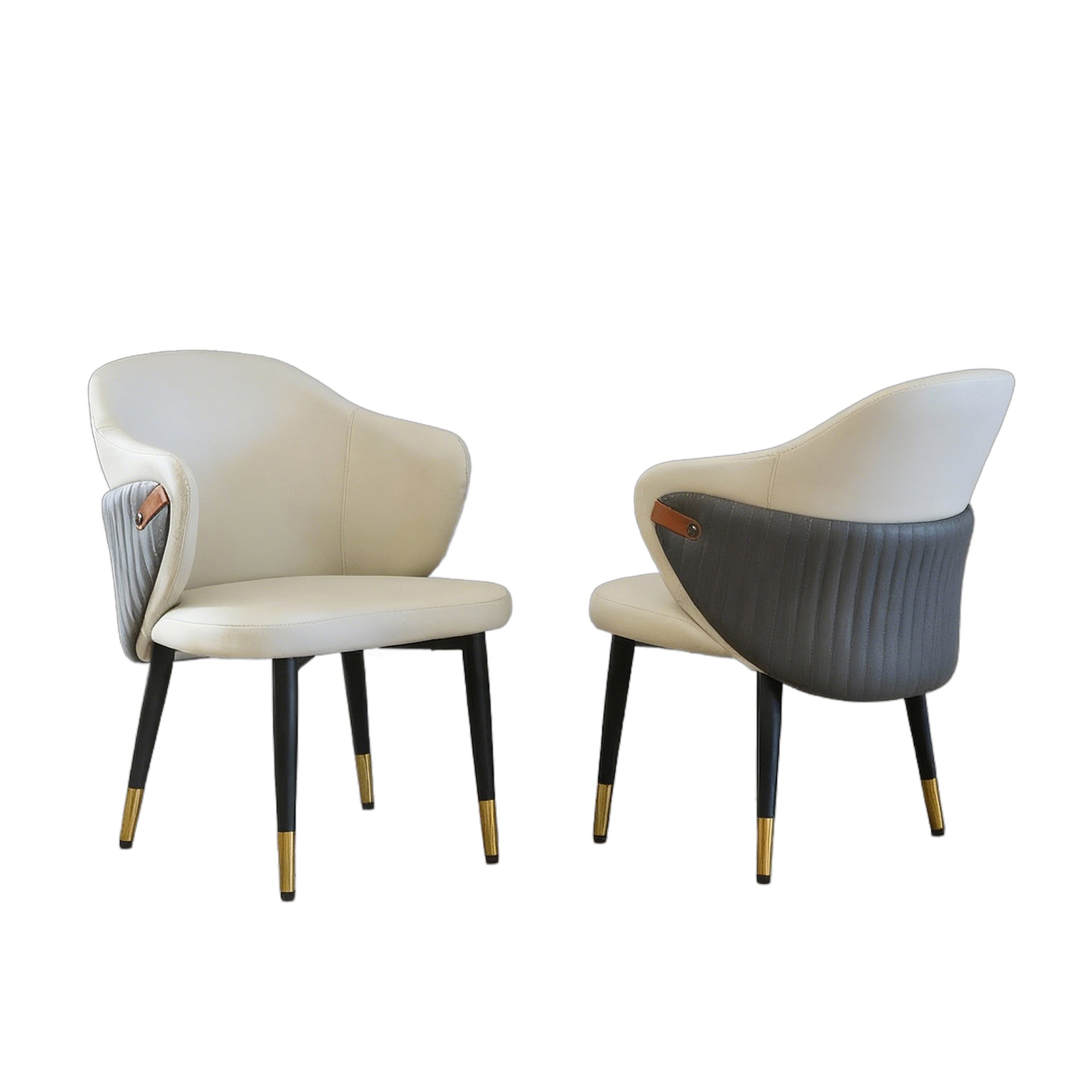 Modern PU Leather Dining Chairs, Ergonomic with Carbon Steel Legs for Restaurant, Home Office, Living Room(Set of 2, Beige)