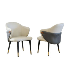 Modern PU Leather Dining Chairs, Ergonomic with Carbon Steel Legs for Restaurant, Home Office, Living Room(Set of 2, Beige)