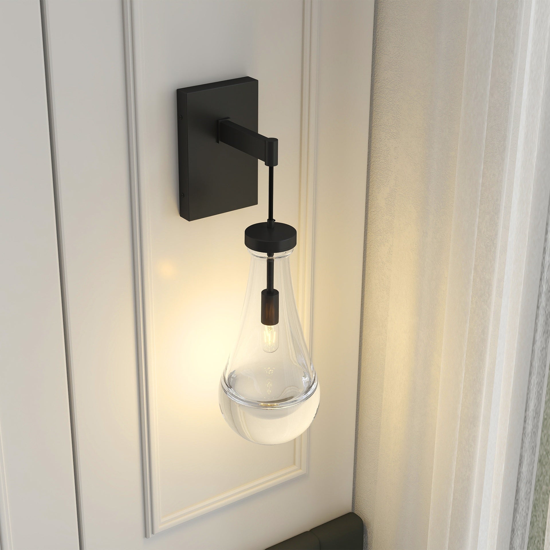Wall Sconces Set of Two, Black Dimmable Raindrop Wall Lighting, Modern Bathroom Sconces Wall Lamps Vanity Lighting for Living Room, Wall Lights for Bedroom, Hallway