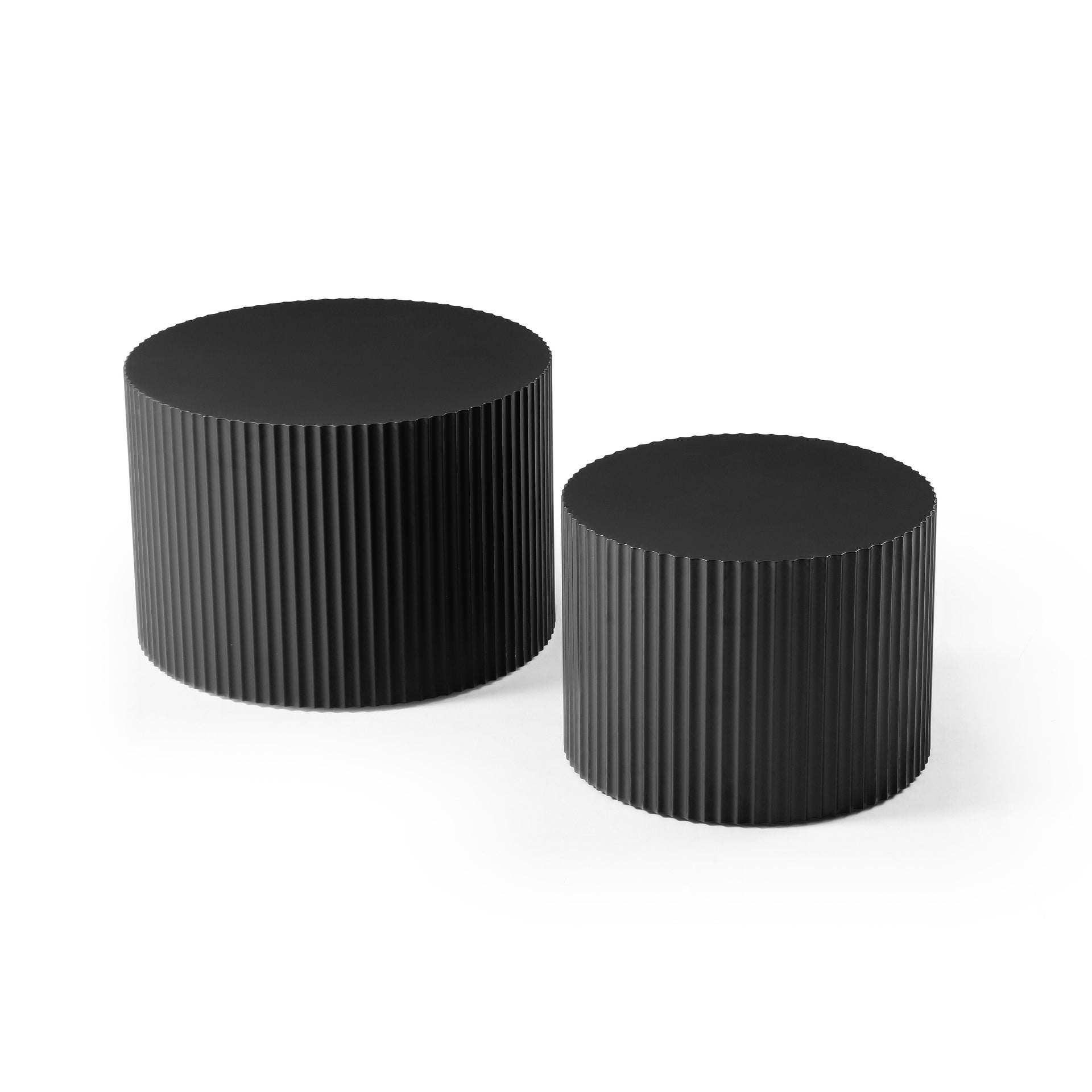 BLACK Round Nesting Table Set of 2,Handcraft MDF Coffee Table for Living Room/Leisure Area(Same Sku:W87682176)