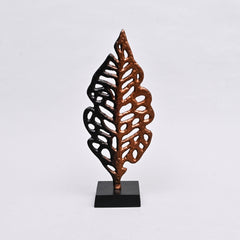 Ornate Gold Aluminum Leaf Table Sculpture on Black Base –17.5" Elegant Décor Accent