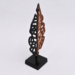 Ornate Gold Aluminum Leaf Table Sculpture on Black Base –17.5" Elegant Décor Accent