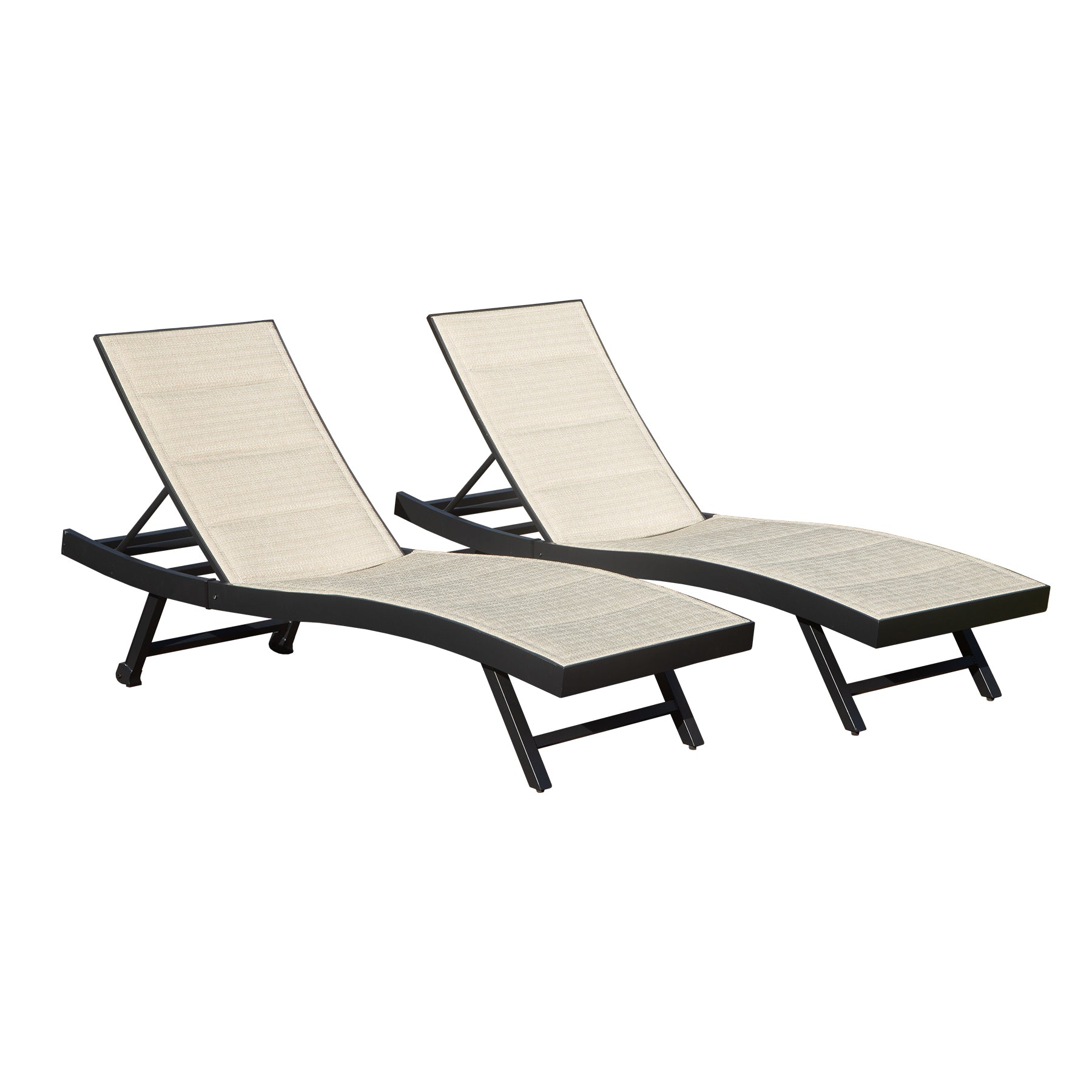 Patio Chaise Lounge Set of 2, Outdoor Lounge Chairs, Aluminum Textilene Pool Lounger with Adjustable Back for Beach Poolside Lawn Sunbathing
