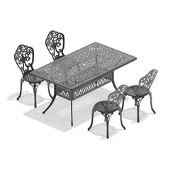 5-Piece Set Of All-Weather Cast Aluminum Dining Furniture Set With Black Frame