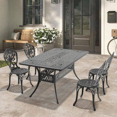 5-Piece Set Of All-Weather Cast Aluminum Dining Furniture Set With Black Frame