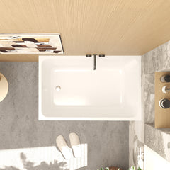 43"  Acrylic Freestanding Bathtub ,Spacious rectangle Shape, Gloss White Finish, Chrome Overflow & Pop-Up Drain CUPC Certificate